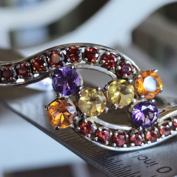 Nicky Butler Designer 925 Sterling Silver Cuff Bracelet Amethyst Garnet Citrine - Picture 13 of 16